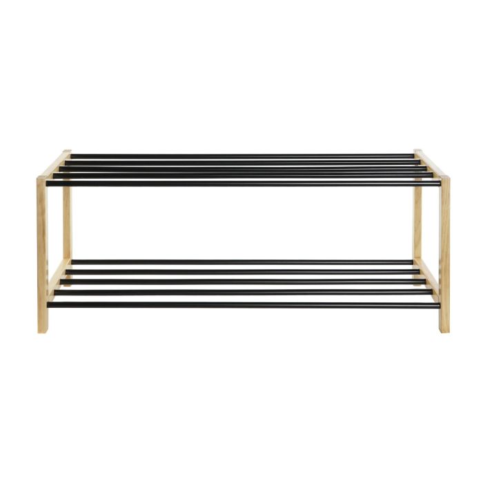 DKD Home Decor Zapatero Negro Natural Pino y Acero 80x31x32 cm 3