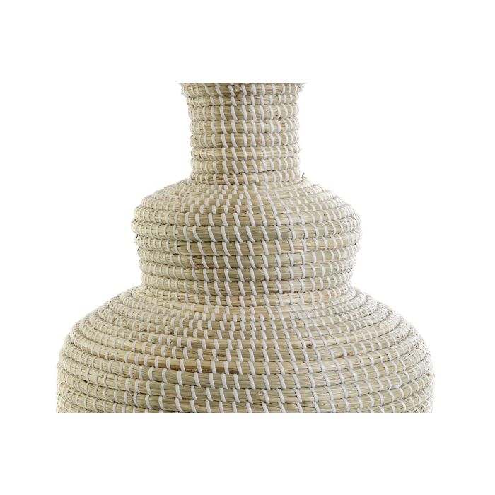 DKD Home Decor Lámpara Sobremesa Tropical Blanco Marron Claro Seagrass Lino 42 x 70 x 42 cm 3
