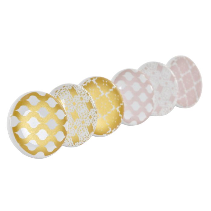 DKD Home Decor Pomo Tirador Árabe Decorativo Hecho a Mano Rosa Dorado de Gres y Metal 4x2.5x4cm (24 Unidades) 2