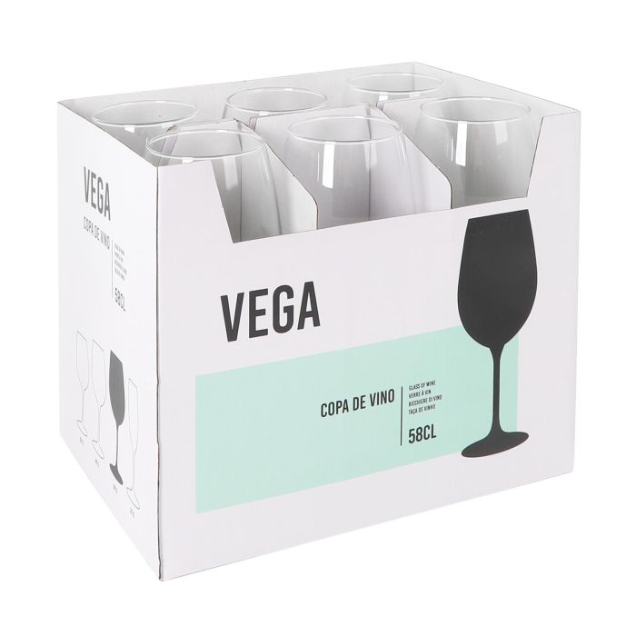 Inde - Copa de Vino Vega, 580 ml / 58 cl, Cristal, Diámetro 7.5 cm x Altura 23 cm, Peso 240 g (24 Unidades)