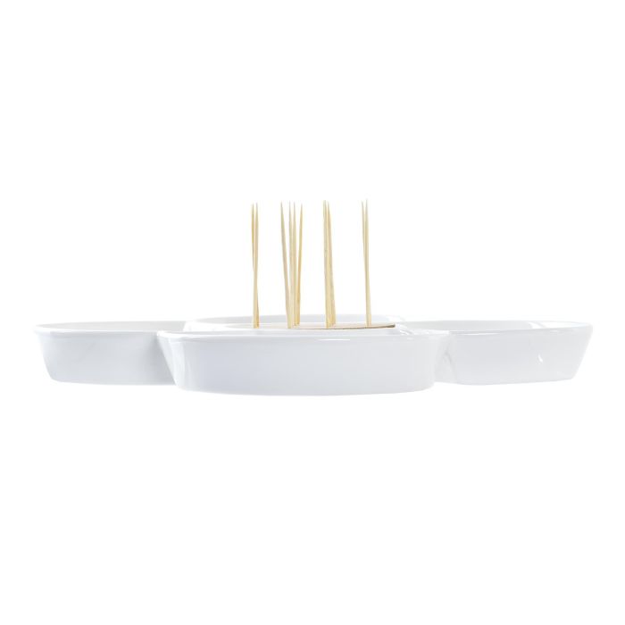 DKD Home Decor Fuente Aperitivo Tradicional Navidad Gres y Bambú Verde, Blanco, Natural 22x7x22 cm 2