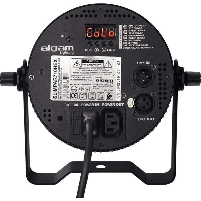 ALGAMLIGHT Foco Proyector Led 7x10W 6-En-1 RGBWAU Slim Profesional con Control Remoto IR y Modos DMX 3