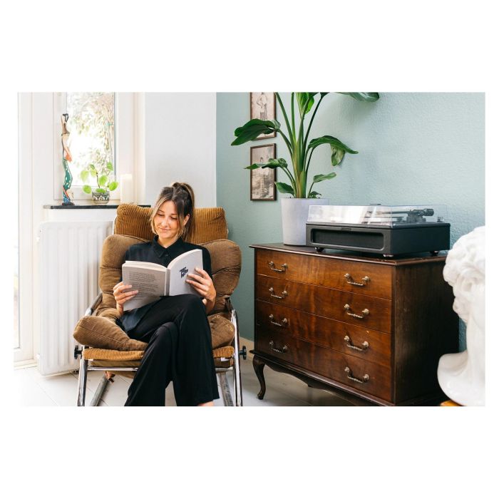 Lenco LS-430BK Tocadiscos de tracción por correa con Bluetooth 5.0 y Altavoces, 33/45 RPM, Imitación Piel, Negro 15