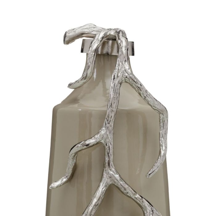 Botella Beige Plateado Aluminio Cristal 17 x 16 x 44 cm Decorativa 4