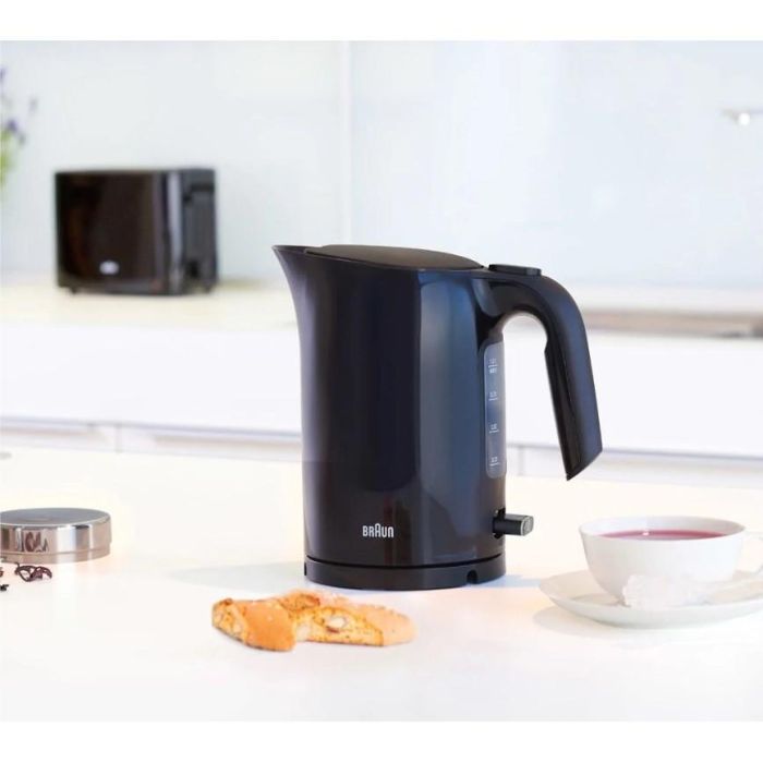 Braun WK 3000 BK PurEase Hervidor de agua 1L, 2200W, Negro, Filtro antical, Indicador nivel de agua, Apagado automático 3