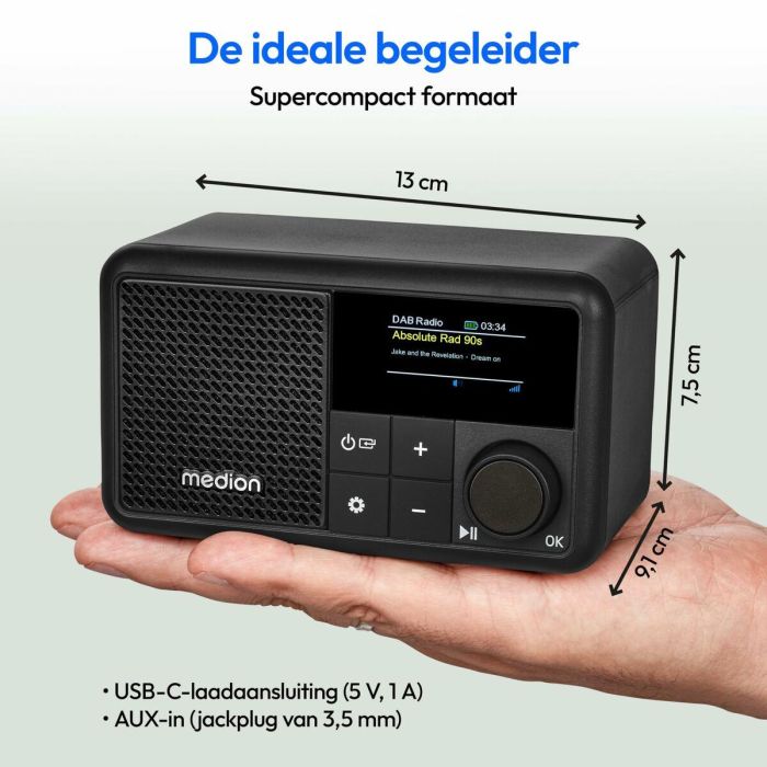 Medion AAAPC79485 Mini Radio Digital DAB/FM Portátil - Mono 2W RMS - Negro 5