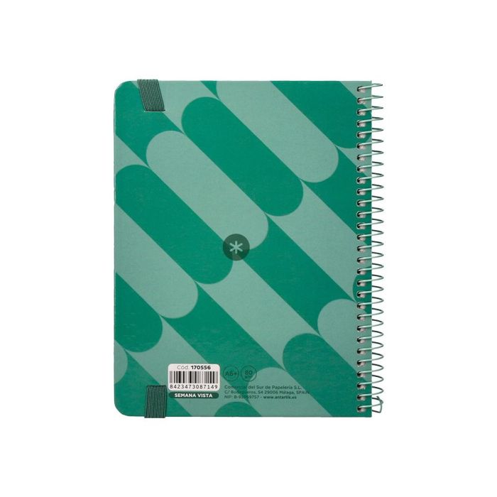 Agenda Espiral Antartik Pattern A6+ 2025 Semana Vista Color Verde Papel 80 gr 2