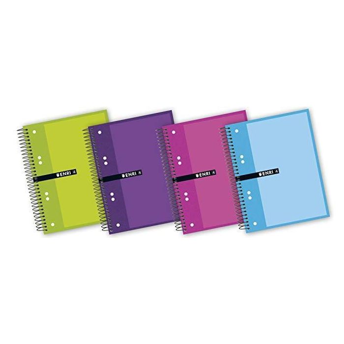 Enri Cuaderno Espiral Microperforado 140 Hojas A5+ 5x5mm 6 Taladros Tapas Extraduras Colores Surtidos (5 Unidades) (5 Unidades)