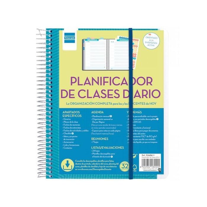 Finocam Cuaderno Planificador De Clases Diario 1-4 1Dp Espiral T-Polipropileno Español Finocam Cuaderno Planificador De Clases Diario 1-4 1Dp Espiral T-Polipropileno Español