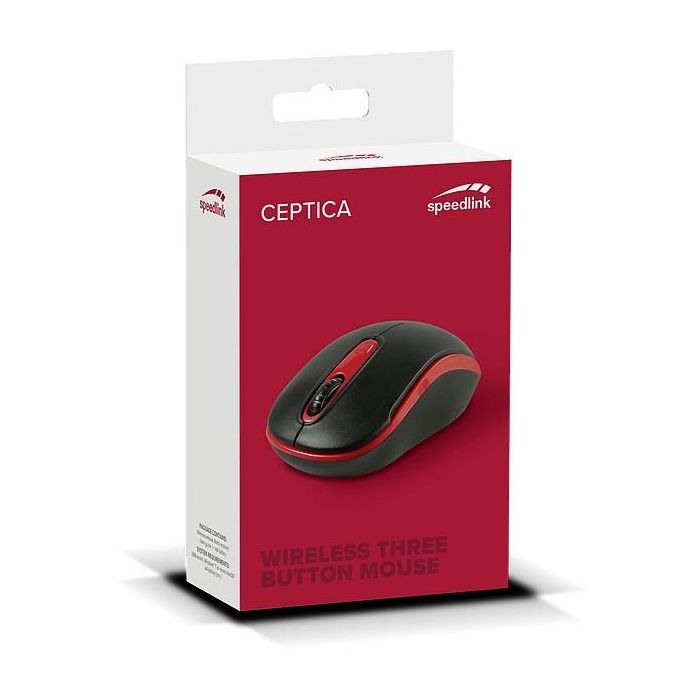 Speedlink Ratón Inalámbrico Óptico Ceptica 1600 DPI Ambidextro Negro/Rojo para Oficina