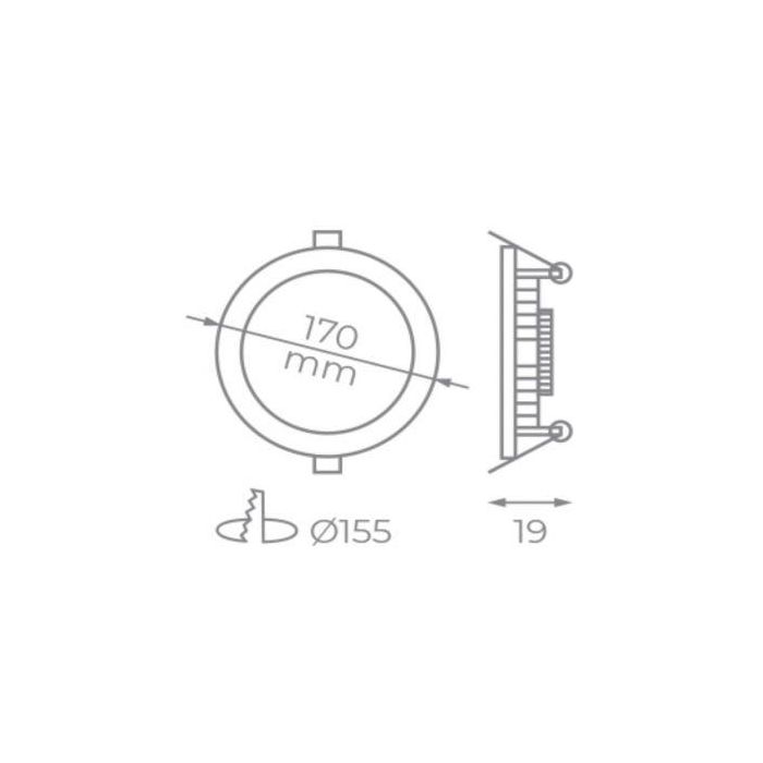 Downlight Iglux LS-102113-FB V2/ Circular/ Ø170 x 19mm/ Potencia 13W/ 1130 Lúmenes/ 6000ºK/ Blanco 1