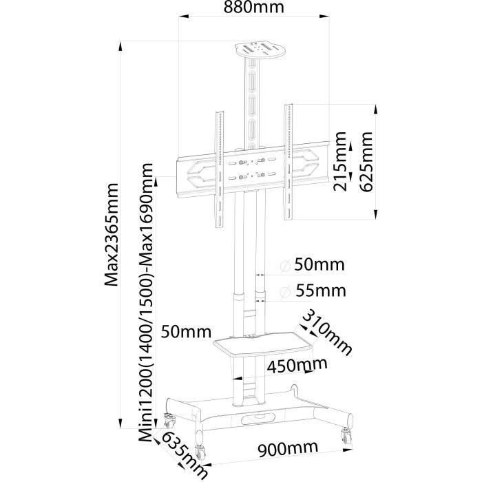 Carro móvil - INOTEK - Pro Prostand 42100 Visio - Para pantalla de 42 a 100 4