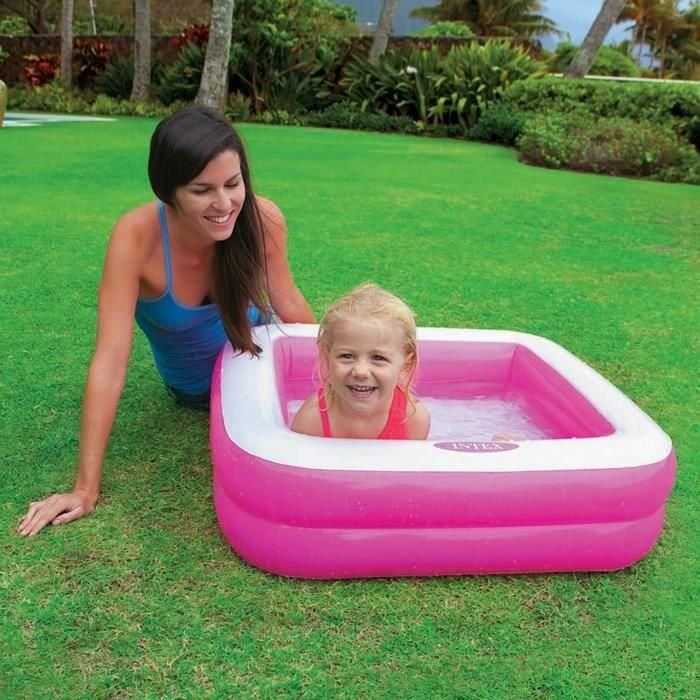 Piscina hinchable bebé cuadrada (capacidad 57 litros) (1-3 años) 85x85x23cm