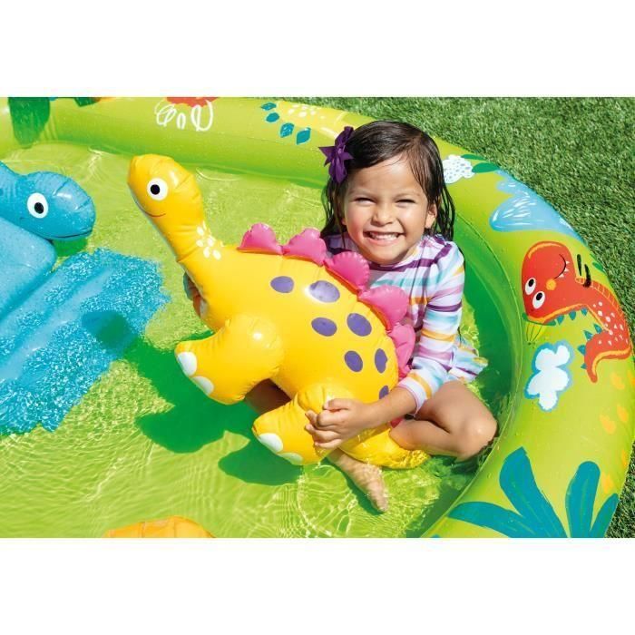 Zona de juegos hinchable - INTEX - Little Dino - 143 Litros - 2 años+ - 191 x 152 x 58 cm - Incluye: tobogán, fuente, dinosaurio hinchable 4