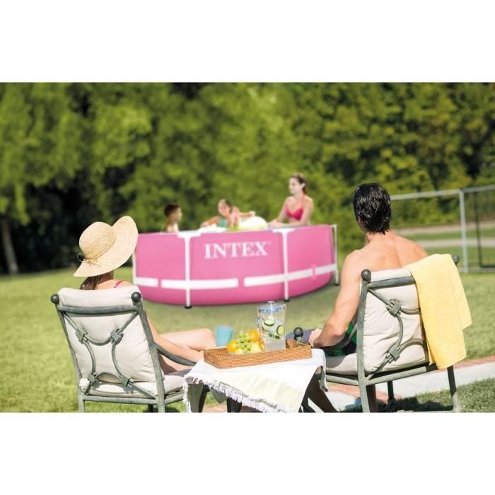 INTEX - Kit de piscina redonda con estructura metálica rosa - tubular - Ø xh: 2,44 x 0,76 m 1