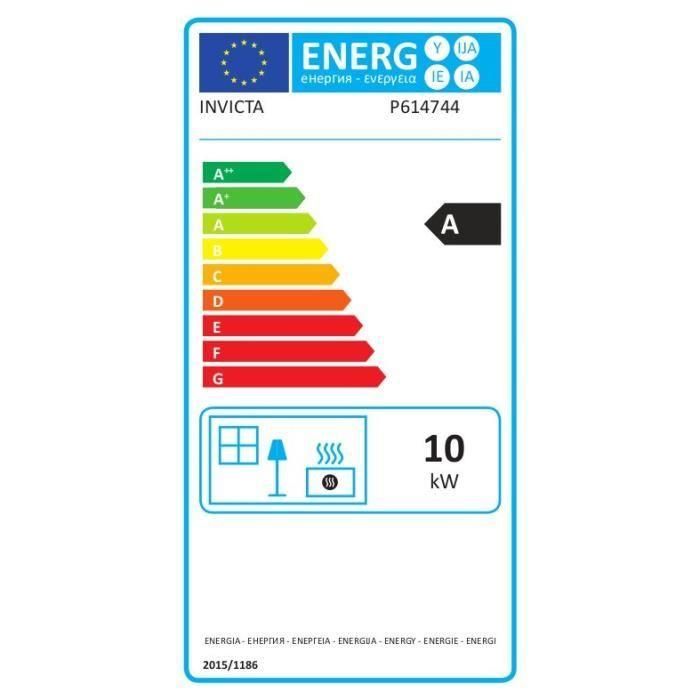 Estufa de leña INVICTA Cassine - Potencia óptima: 10 kW - Máx.: 15 kW - Eficiencia 76%, leños de 34 cm - Fabricada en Francia 2 Estufa de leña INVICTA Cassine - Potencia óptima: 10 kW - Máx.: 15 kW - Eficiencia 76%, leños de 34 cm - Fabricada en Francia 2