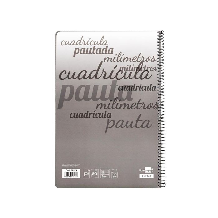 Cuaderno Espiral Liderpapel Folio Pautaguia Tapa Blanda 80H 75 gr Cuadro Pautado 5 mm Con Margen Colores Surtidos 8 unidades 5