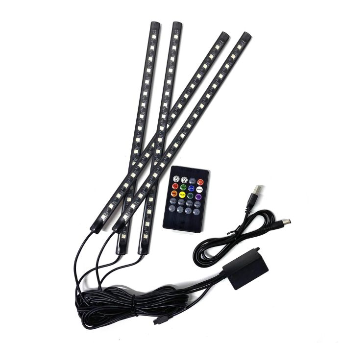 Occ Sport OCCLED11 Luz LED Ambiente para Automóvil, Kit con Mando a Distancia, Colores RGB al Ritmo de Música, USB, 4 Tiras Occ Sport OCCLED11 Luz LED Ambiente para Automóvil, Kit con Mando a Distancia, Colores RGB al Ritmo de Música, USB, 4 Tiras