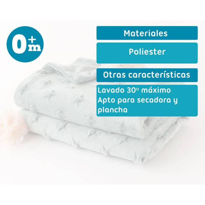 Mantita Para Bebés Color Salvia Con Estrellas En Relieve