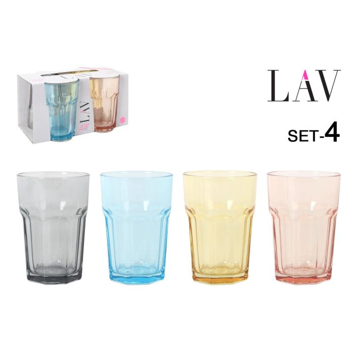 LAV Set 4 Vasos 365 cc Colección Aras Colores (6 Cajas) LAV Set 4 Vasos 365 cc Colección Aras Colores (6 Cajas)