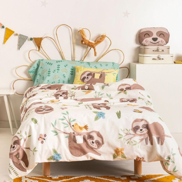 Juego de funda nórdica HappyFriday Moshi Moshi Happy Sloth Multicolor Cama de 105 2 Piezas 3