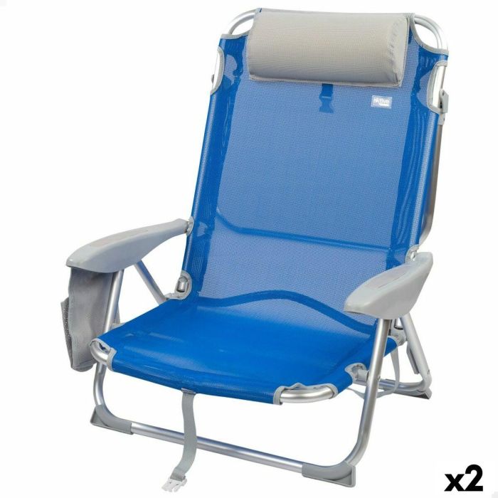 Silla Plegable con Reposacabezas Aktive Gomera Azul 51 x 76 x 45 cm (2 Unidades)