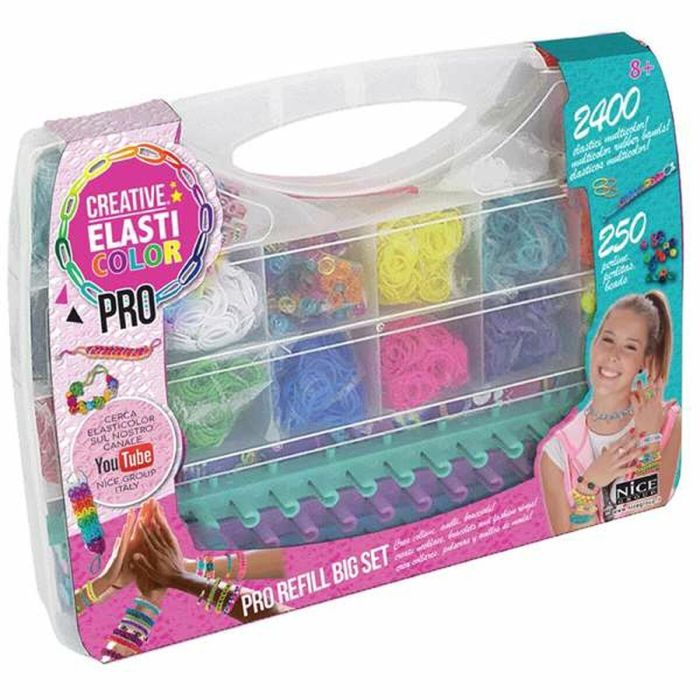 Elasticolor Maletín Pro Travel Mega Set para Crear Pulseras y Collares, 2400 Elásticos y 250 Cuentas de Colores, +8 años 2 Elasticolor Maletín Pro Travel Mega Set para Crear Pulseras y Collares, 2400 Elásticos y 250 Cuentas de Colores, +8 años 2