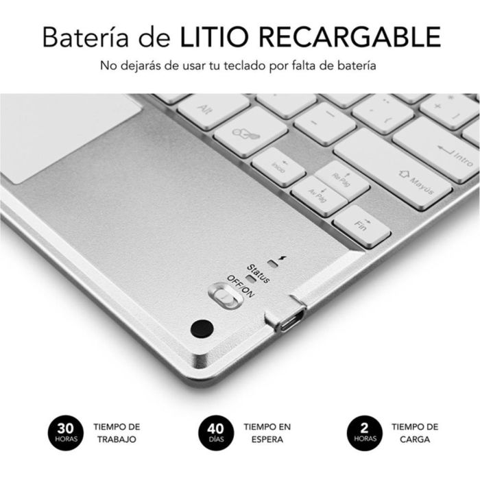 SUBBLIM Teclado Smart Backlit BT Keyboard Touchpad Silver 2
