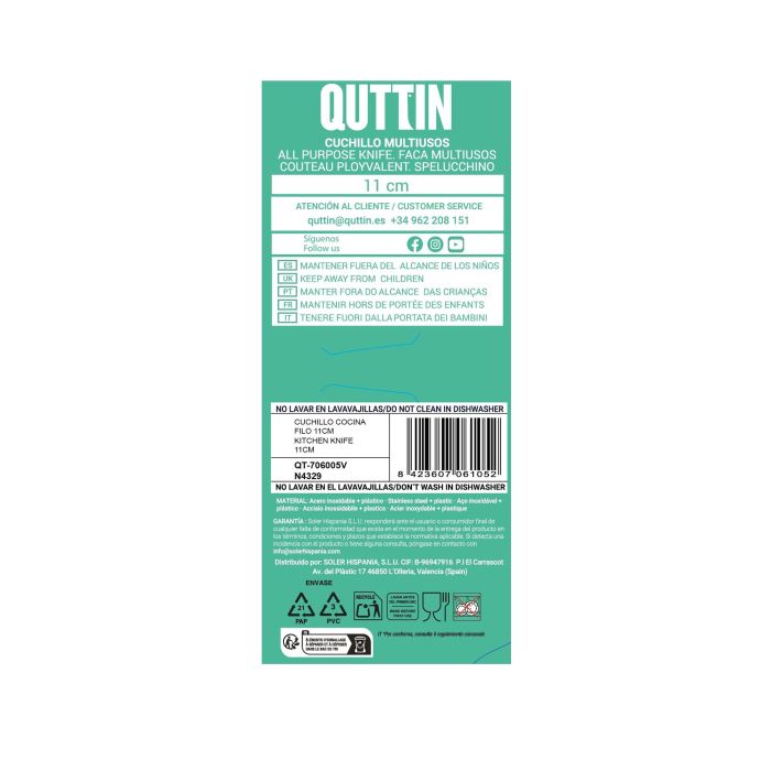 Cuchillo Multiusos Filo 11 cm BLACK - Quttin (36 Unidades) 4 Cuchillo Multiusos Filo 11 cm BLACK - Quttin (36 Unidades) 4