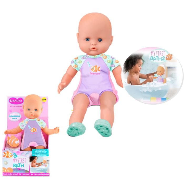 Nenuco NFN88 Muñeca Bebé Mi Primer Baño con Pez, 35 cm, A partir de 10 meses 1