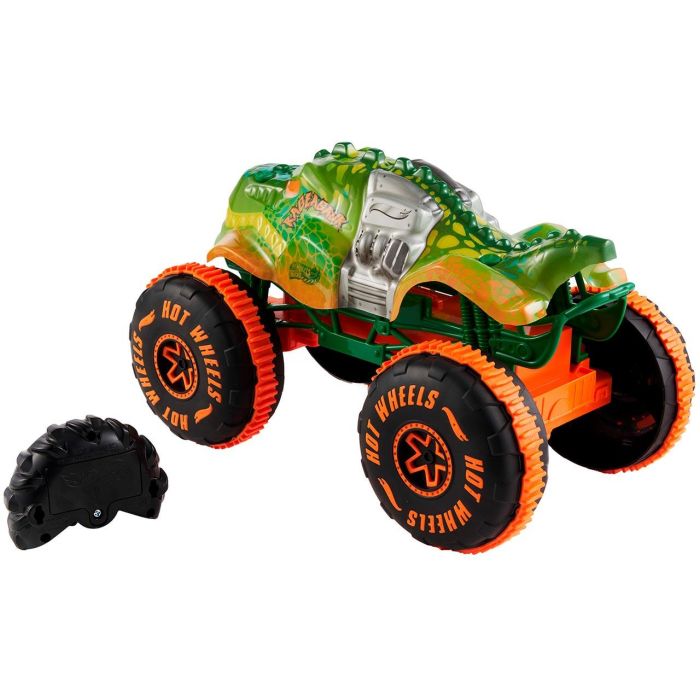 Hot Wheels Monster Trucks Samsh O Saurus Coche Radio Control Escala 1:15 | Vehículo RC Grande para Niños +4 Años, Necesita Pilas AAA 2