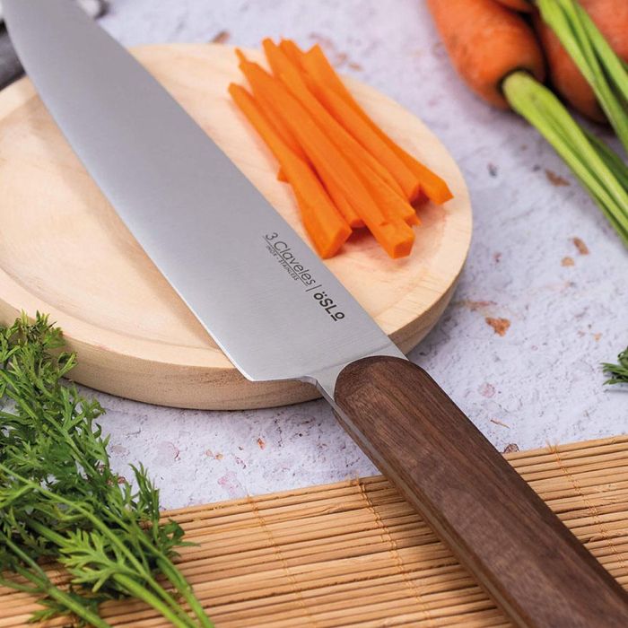 3 Claveles Cuchillo Cocinero Oslo 20 cm Acero Inoxidable Mango de Nogal 2