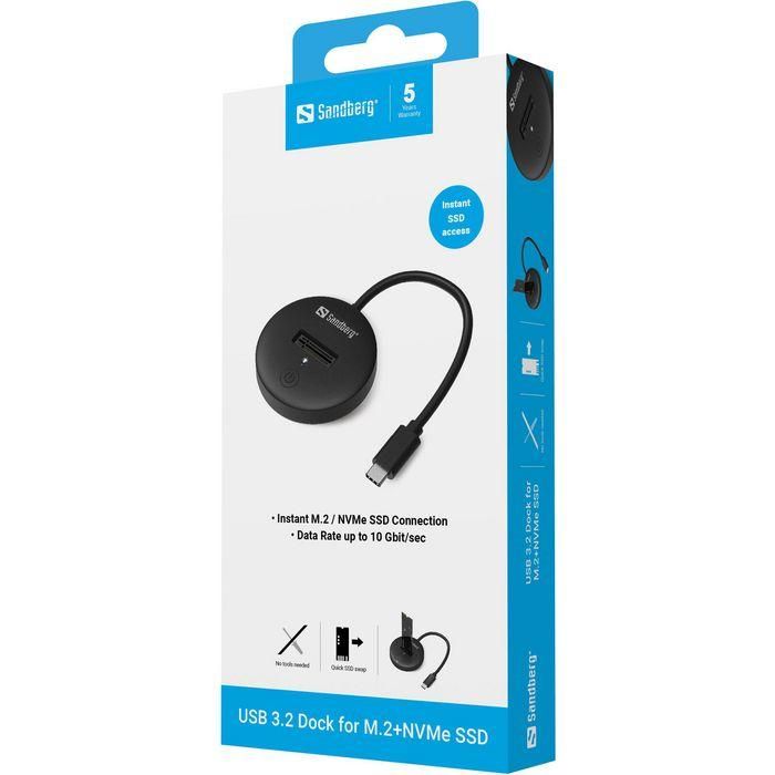 Sandberg USB 3.2 Dock for M.2+NVMe SSD Externo Conexión Rápida hasta 10 Gbps Compatible con Discos M.2 y NVMe 8 Sandberg USB 3.2 Dock for M.2+NVMe SSD Externo Conexión Rápida hasta 10 Gbps Compatible con Discos M.2 y NVMe 8