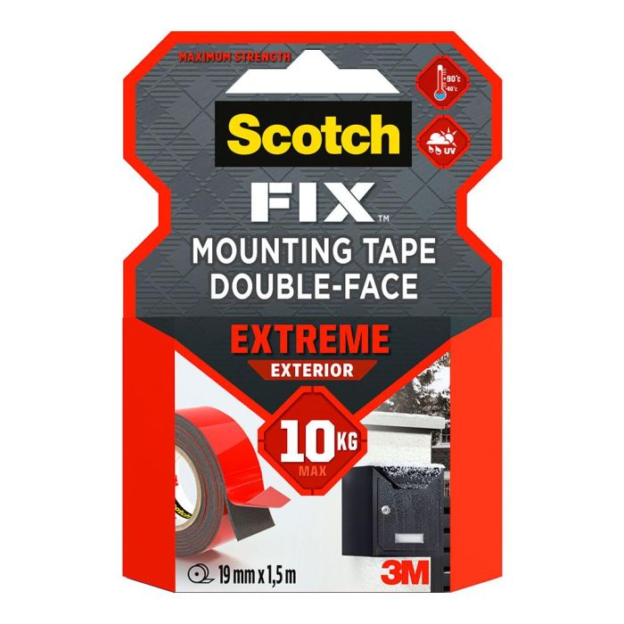 Scotch Cinta Adhesiva Doble Cara Ultra Resistente 1,5 m x 19 mm, Soporta 1 kg por 15 cm, Interior/Exterior, Blanca Scotch Cinta Adhesiva Doble Cara Ultra Resistente 1,5 m x 19 mm, Soporta 1 kg por 15 cm, Interior/Exterior, Blanca