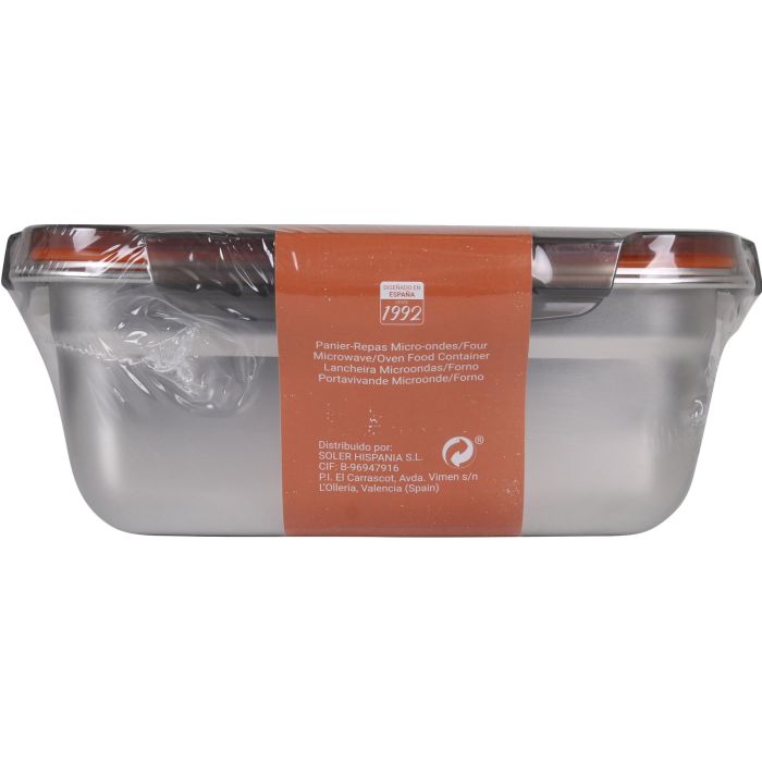 Quttin Fiambre Acero 1.8L para Microondas y Horno, 18 x 9 x 23 cm (12 Unidades) 1