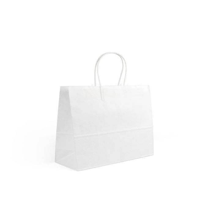 Algon Set de 3 Bolsas de Papel Blancas 32 cm x 20 cm x 26 cm (24 Unidades)