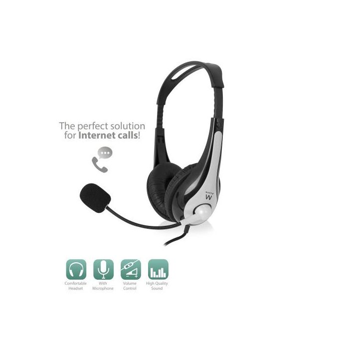 Ewent Auricular Ew3562 con Micrófono, Control de Volumen, Cable Antienredos, Ideal para Música, Juegos y Llamadas 1