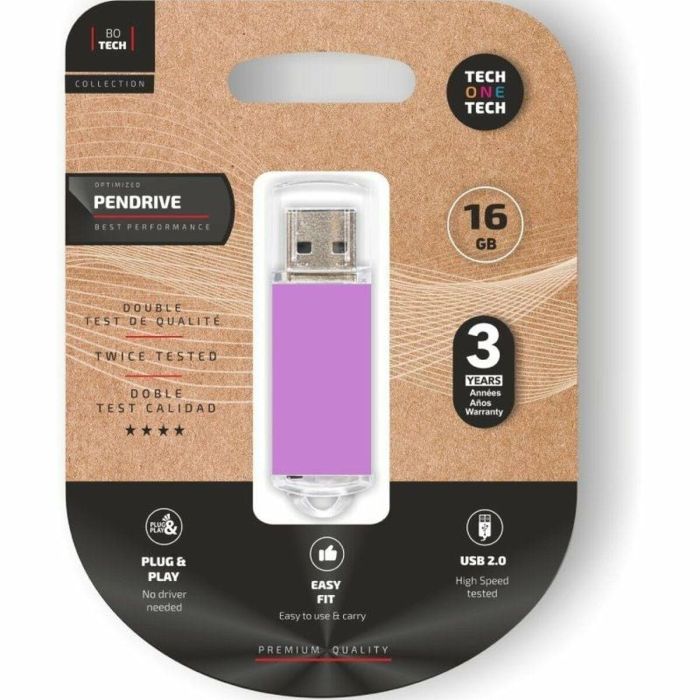 Tech One Tech TEC3009-16 Pendrive Basic 16GB USB 2.0 Púrpura Claro 2 Tech One Tech TEC3009-16 Pendrive Basic 16GB USB 2.0 Púrpura Claro 2
