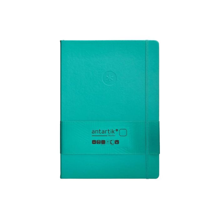 Cuaderno Con Gomilla Antartik Notes Tapa Dura A4 Hojas Lisas Turquesa 100 Hojas 80 gr Fsc 1