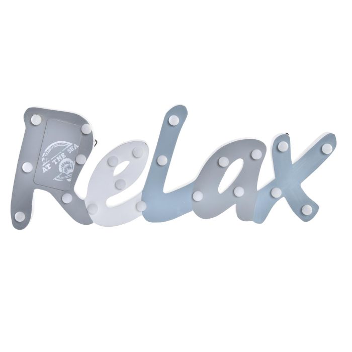 DKD Home Decor Objeto Decorativo Estilo Relax Mediterráneo con Luz LED Madera Azul Gris Blanco 41x16x3 cm