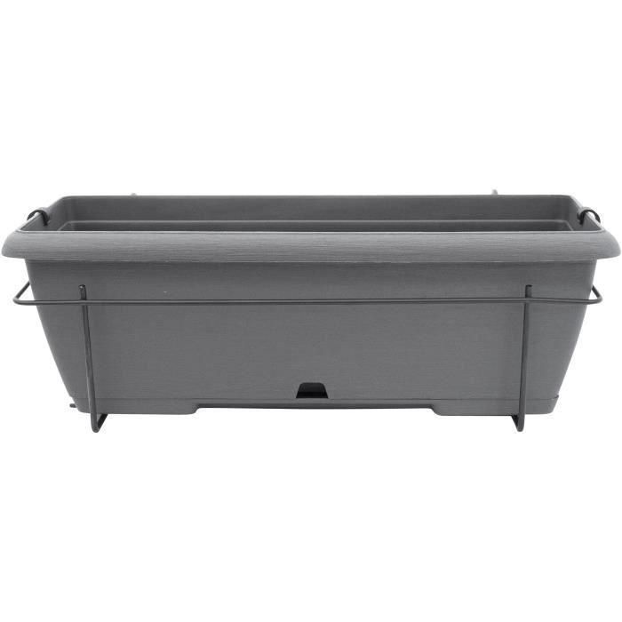 Kit de macetero con soporte metálico y bandeja integrada - GARDEN ID Teramo - Negro-anth 50 cm - Efecto piedra - Reciclado/reciclable 2 Kit de macetero con soporte metálico y bandeja integrada - GARDEN ID Teramo - Negro-anth 50 cm - Efecto piedra - Reciclado/reciclable 2