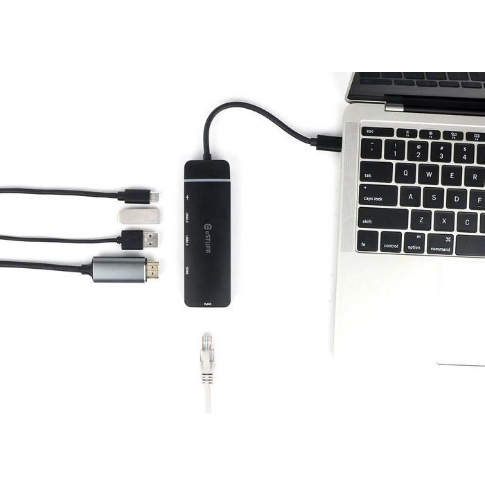 eSTUFF Hub Móvil USB-C 5-en-1, HDMI 4K, USB, Red, Power Delivery 100W para Laptops, Windows, macOS, ChromeOS, iOS, Android 2 eSTUFF Hub Móvil USB-C 5-en-1, HDMI 4K, USB, Red, Power Delivery 100W para Laptops, Windows, macOS, ChromeOS, iOS, Android 2