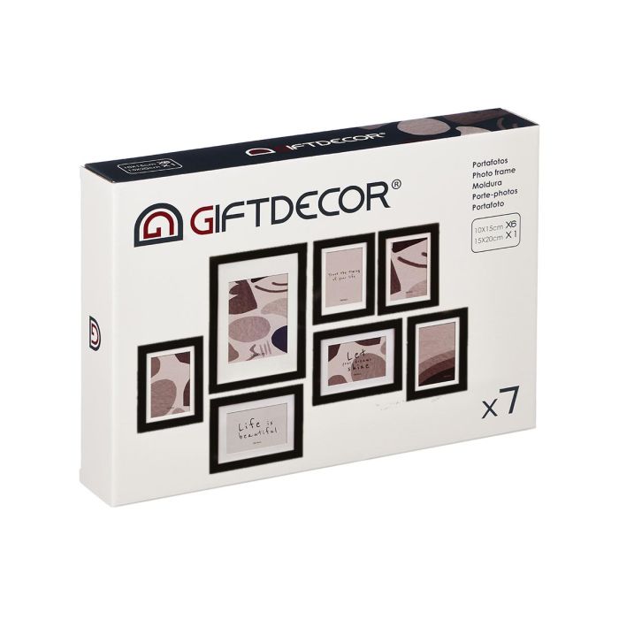 Set 7 Portafotos Mural Giftdecor Negro 35x25x6 cm - Madera Eucalipto (6 Unidades) 1