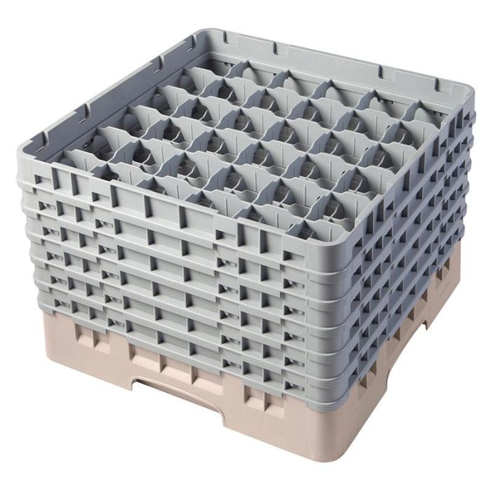 CAMBRO - 36S1114-184 - Cesta de lavado 36 comp. 6 alturas - 7,2 cm Ø máx. - alt. máx. 29,9 cm - 50 x 50 x 34,9 cm - Beige