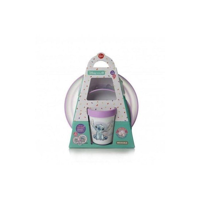 Set de Comida de 3 Piezas de Lilo y Stitch: Taza + Tazón + Plato Antideslizante Set de Comida de 3 Piezas de Lilo y Stitch: Taza + Tazón + Plato Antideslizante