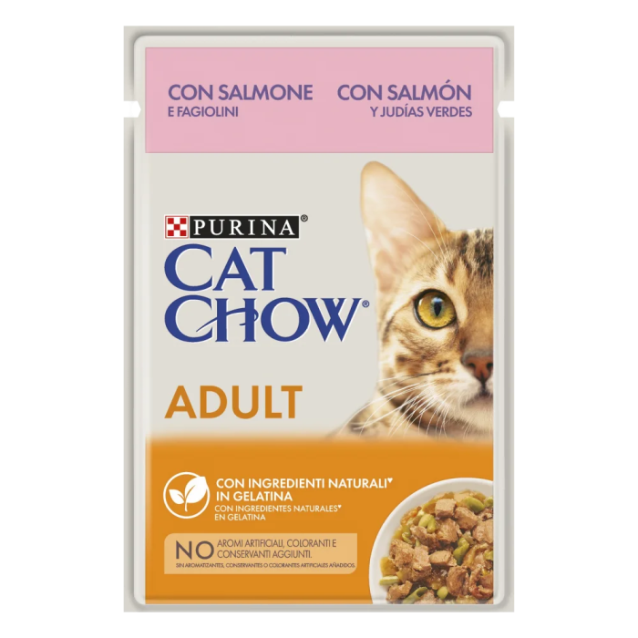 Purina Cat Chow Feline Adulto Salmon con Judías Verdes 26x85 gr