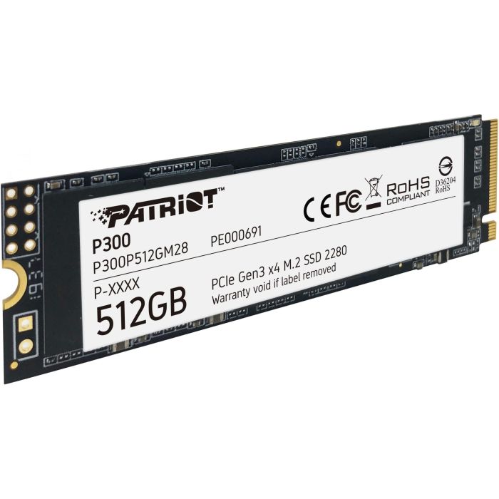 Patriot P300P512GM28 SSD M.2 512 GB PCIe 3.0 x4 NVMe 1.3 2280 – Lectura 1700 MB/s Escritura 1200 MB/s 3