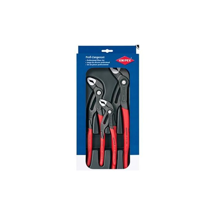 Knipex 00 20 09 V02 Cobra-Paket Juego de Alicates 180, 250, 300 mm, 3 Piezas, Mango Rojo de Plástico