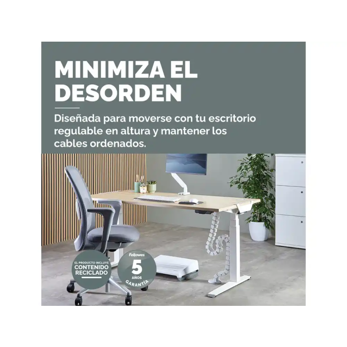 Fellowes 100136872 Organizador de Cables en Espiral Vértebra Pasacables Blanco 1.3m 1