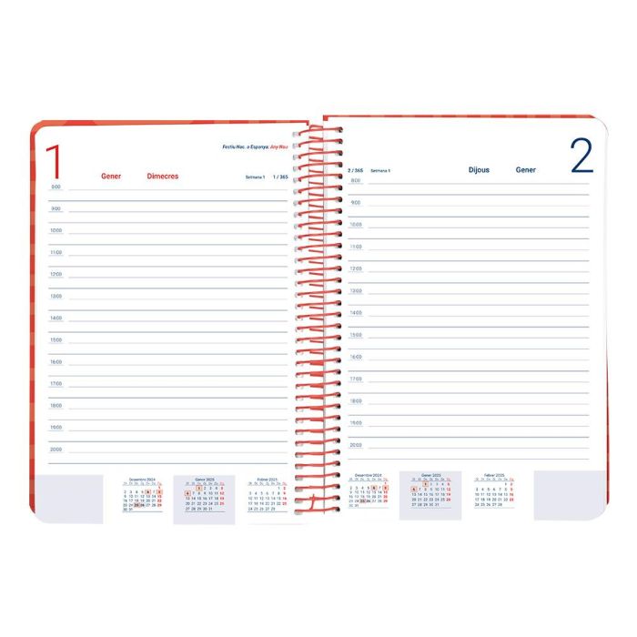 Agenda Espiral Liderpapel Syros A5 2025 Dia Pagina Color Rojo Papel 60 gr Catalan 8